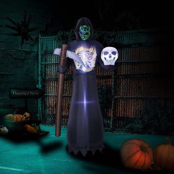 9FT Halloween Inflatables Decoration Grim Reaper with LED Lights - Picture 5 of 6